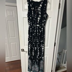 INC International Concepts Black and White Patterned Sleeveless Jumpsuit